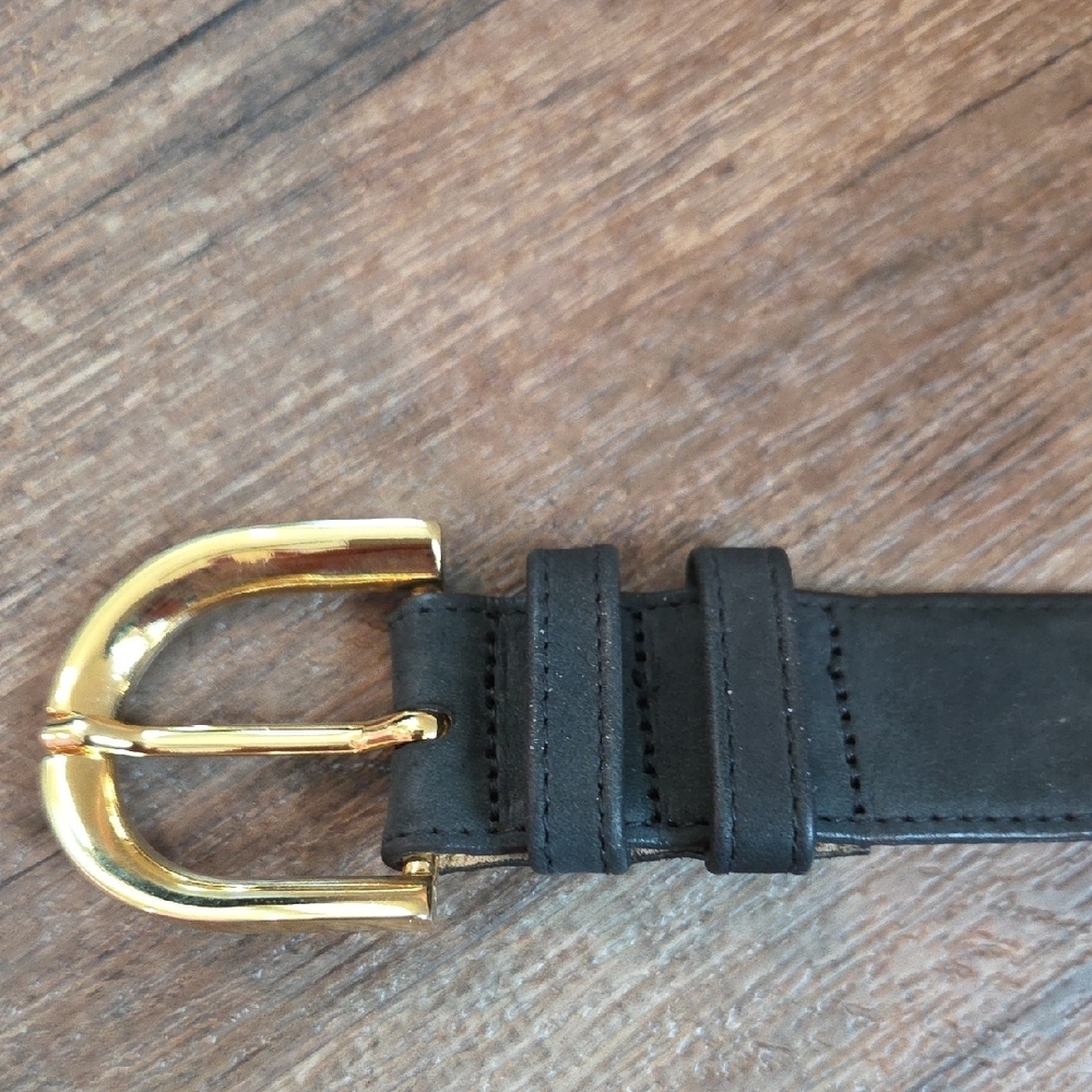 Ellen Tracy Black Leather Belt with Gold Buckle L - Picture 12 of 14